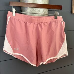Under Armour Women's Fly-By 2.0 running shorts size xl in mauve pink